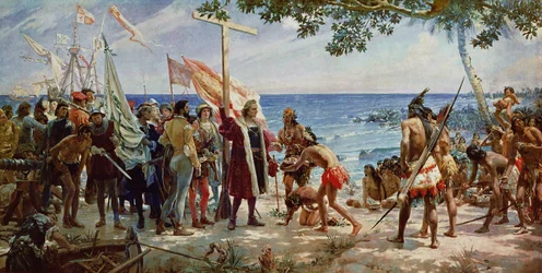 The Disembarkation of Christopher Columbus on the Island of Guanahani in 1492, c.1890